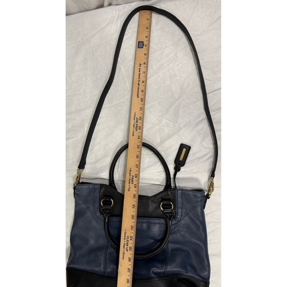 Tignanello Leather Purse Handbag Over Shoulder Navy‎ Blue and Black Gold Accents - Picture 8 of 16